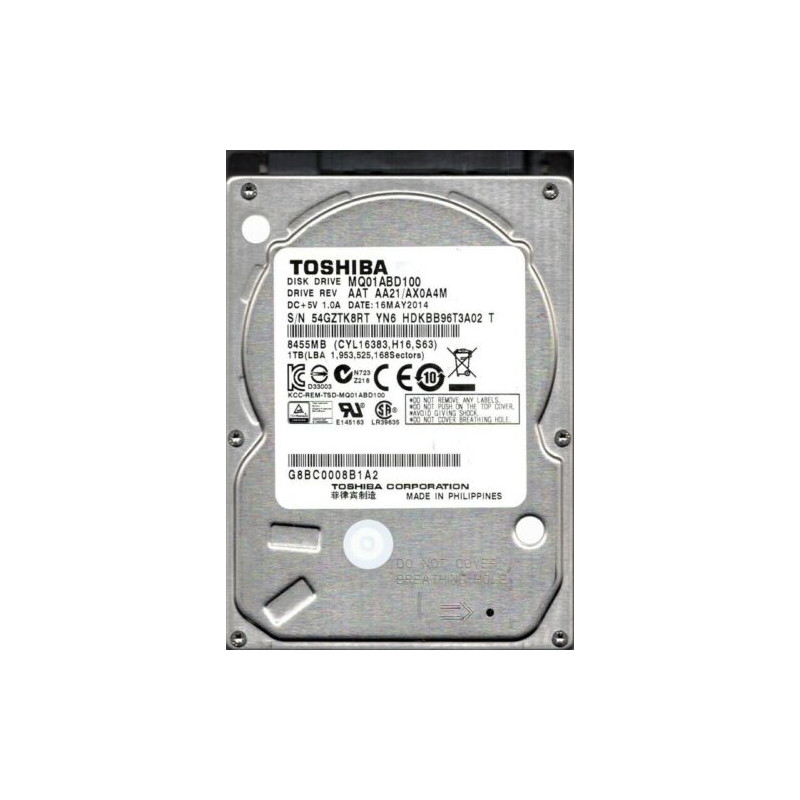 Disque Dur Interne Toshiba - MQ01ABD100 HD 1To 2,5'' SATA II 5400 tours/min
